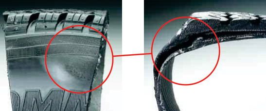 Sidewall Bubble - A bulge that appears on the outside of a tyre is usually a sign of separation